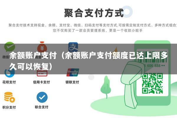 余额账户支付(余额账户支付额度已达上限多久可以恢复)