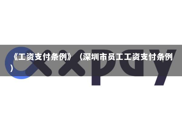 《工资支付条例》(深圳市员工工资支付条例)